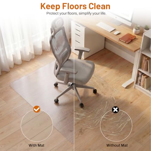 Image of Office Chair Mat for Hardwood Floors 36 inch x 48 inch, Clear Floor Protector for Rolling Desk Chairs, Heavy Duty Plastic Chair Mat for Home Office, Gaming Room, Tile, Laminate & Vinyl Flooring