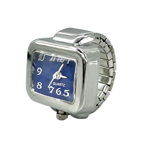 SLYHHZHMY 2 of Finger Watch Ring Watch Elastic Strap Free Stretch Square Quartz Watch Ring (Dark Blue)