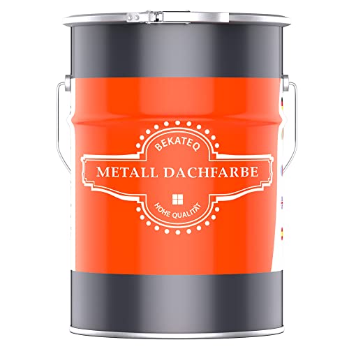 BEKATEQ Dachfarbe 3 in 1 Anthrazitgrau 10L in seidenglänzend, für Metalldach, Blechdach, Eternit - Blechdachfarbe & Sockelfarbe, Metallschutzlack, Dachbeschichtung LS-580