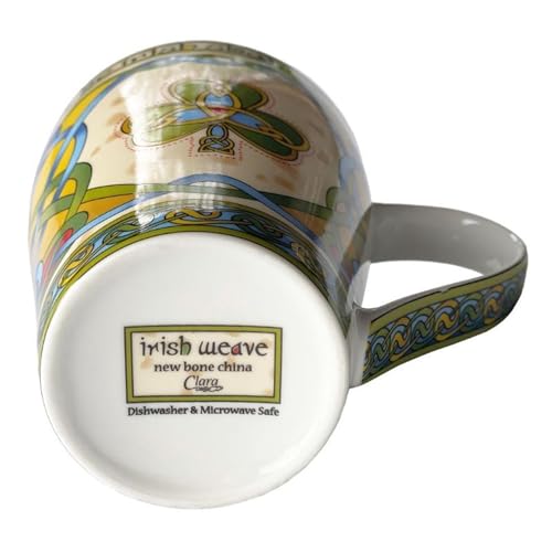 Royal Tara Irish Weave Bone China Mug Collection with Shamrock Ring Print, Green, 13 Ounces - Image 4