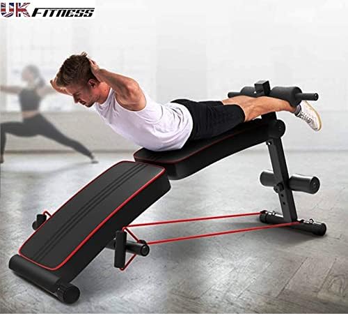 UK Fitness Foldable sit up bench AB Workout Bench Foldable Abdominal Core Ab Crunch Strength Training Bench Resistance Bands