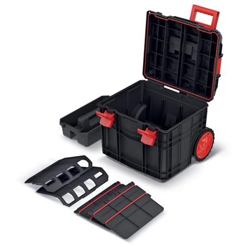Tough Modular System Mobile Workshop Tool Storage Box Wheels Platform Compact 2 Pieces Set Tool Case With Handle Workshop Garage Organizer - Image 9