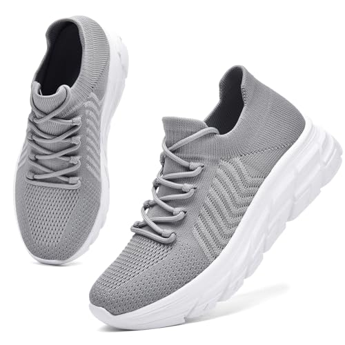 ELAPHURUS Damen Sneaker Turnschuhe Leicht Laufschuhe Sportschuhe Freizeitschuhe Atmungsaktiv Walkingschuhe, Grau Weiß, 41 EU ELAPHURUS Damen Sneaker Turnschuhe Leicht Laufschuhe Sportschuhe Freizeitschuhe Atmungsaktiv Walkingschuhe, Grau Weiß, 41 EU