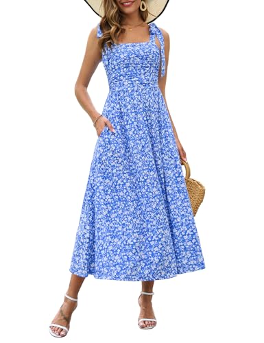Zattcas Womens 2025 Summer Spaghetti Strap Floral Maxi Dress with