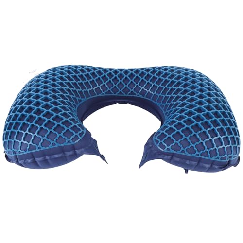 Wangcmcol Almohada Inflable de Viaje para Soporte para el Cuello, reposacabezas en Forma de U con válvula rápida, Comodidad Ajustable, Liviana y comprimible para Viajes, Siesta en (Azul Marino)