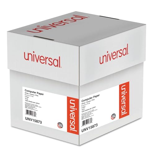 Universal 15873 Multicolor Computer Paper, 3-Part Carbonless, 15lb, 9-1/2 x 11 (Case of 1200 Sheets)