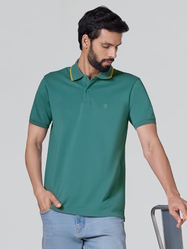 Image of XYXX Men's Apex Mercerized Cotton Striped Collar Pique Polo T-Shirt