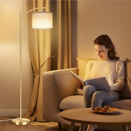 ROTTOGOON Dimmable Floor Lamp, Arc Floor Lamps for Living Room, Stepless Dimming Modern Standing Lamp with Linen Shade, Tall Lamp for Bedroom Office Dining Room - Image 7