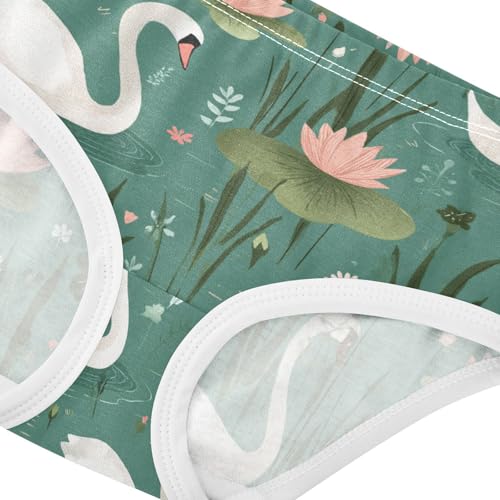 Wusikd Cute Swans Girls' Underwear Cotton Girls Briefs Soft Toddler Underwear 2T4