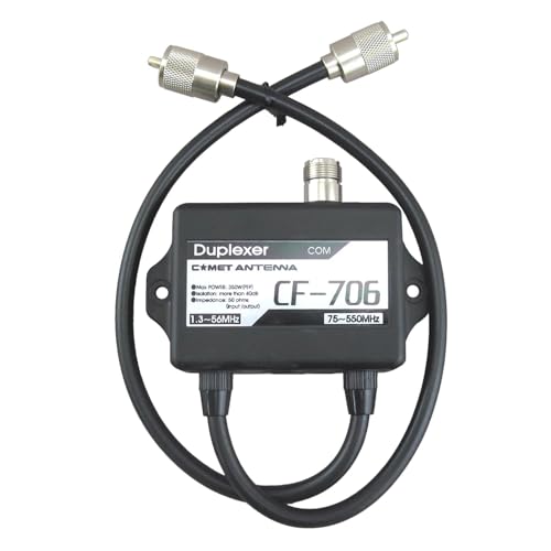 Comet CF-706 Duplexer for Transceivers HF VHF UHF 1.6–30 MHz / 49–470 MHz / 840–2000 MHz with PL-259 Connectors High Isolation Low Loss Coaxial Splitter Combiner for Amateur Radio and Base Use