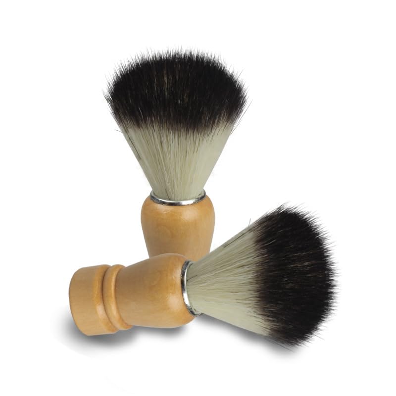 Set di pennelli da barba professionali in legno, setole sintetiche morbide, confezione da 10