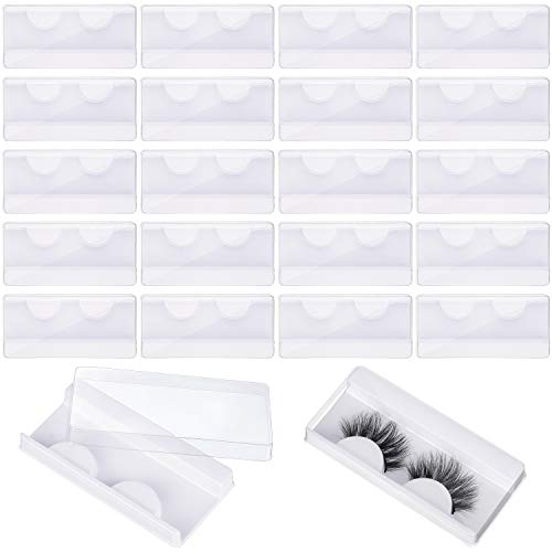 24 Pieces Large Eyelash Box Empty False Eyelash Packaging Box Plastic Lash Container Box Holder Makeup Organizer Case for Beauty Salons (White)