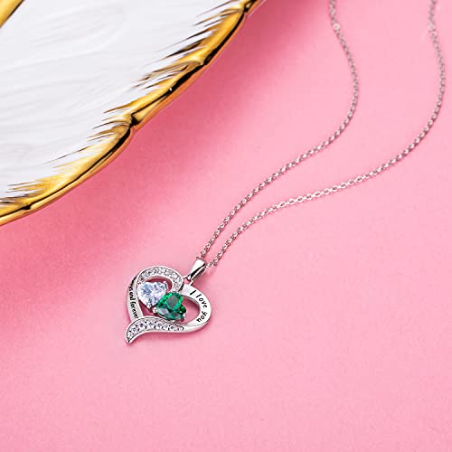 Heart Necklaces For Women, Mothers Day Gifts From Daughter, 925 Sterling Silver Necklace For Women, Birthstone Necklace For Women, Jewelry For Women With 2 Birthstones, Women’s Jewelry Diamond Customized Pendant Necklace, Valentine’s Day Christmas Birthday Anniversary Jewelry Gifts For Mom Women Wife Mom Girlfriend Daughter Friend Her Sister #TOP4