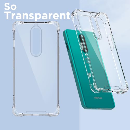 Image of Outlouders Back Cover for OnePlus 8 Clear Transparent PC + TPU Bumper Case with Raised Edges for Shockproof Protection (Transparent)
