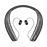 Bluenin Bluetooth Speaker Headphones 2 in 1, Bluetooth V5.0 Stereo Wearable Speakers, Wireless Neckband Retractable Earbuds Headset with Built in Mic