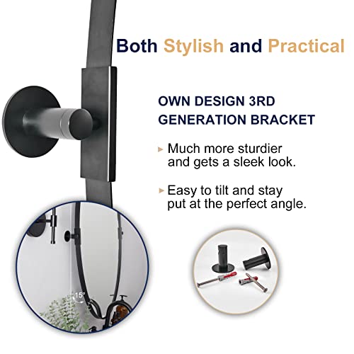 Andy Star Oval Mirror, 20X33'' Pivot Mirror, Black Oval Mirrors For Bathroom, Oval Vanity Mirror Metal Framed Stainless Steel Wall-Mounted Vertically Only 1" Deep(Overall 24.33"X33") #TOP5