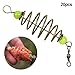 20pcs Stainless Steel Inline Fishing Bait Cage Feeder with Luminous Glow Beads for Carp Fishing, Green