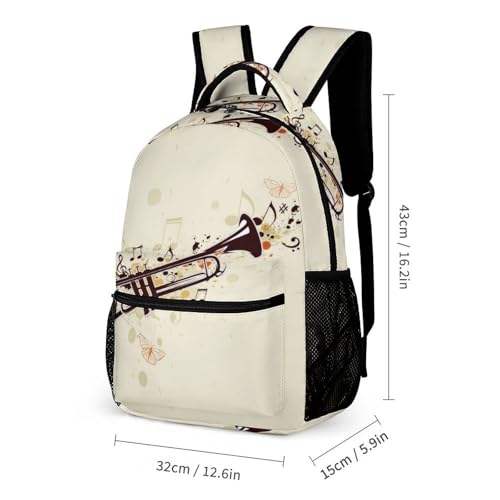 Trumpet And Notes Cute Backpack Travel Daypack Lightweight Back Pack with Pockets2