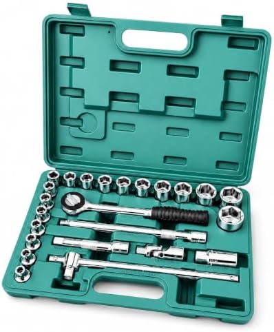 Eastman Sockets Set Of 24 Pcs, (12.7) 1/2 Inch Sq Drive, Bmc Pack, Chrome Vanadium Steel Wrench Set 6Pt (Below Set) Metal Tool Box Socket Spanners (E-2202-624-BM)