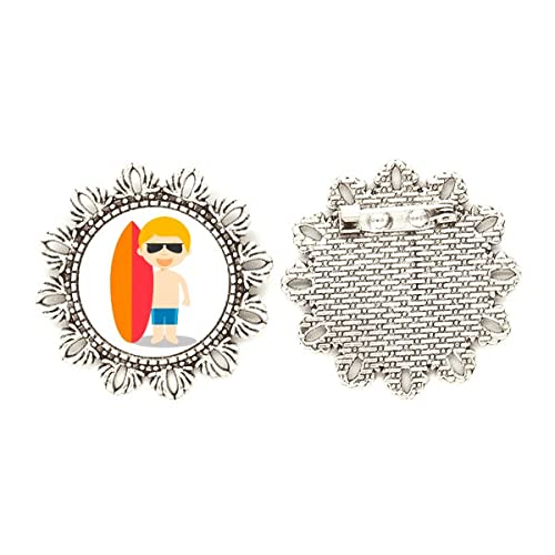 Broche con diseño de flores plateadas accesorio medium decorativo para chaquetas y vestidos