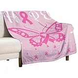 custoncares coperta in pile 101,6 x 127 cm, con scritta in inglese hope breast cancer awareness, traspirante, comoda, con nastro rosa, per donne e ragazze, decorazione per la casa per bambini,