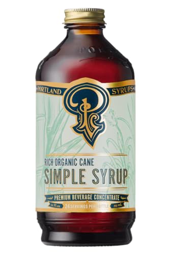 Portland Syrups Organic Cane Simple Syrup - Drink Mix for Exceptional Cocktails, Sugar for Drinks, for Coffee, Mocktails, Baking, 12 oz, 24 Servings - Pack of 1