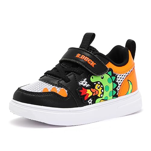 B.Duck Toddler Shoes Cartoon Dinosaur Sneakers Boys Girls Casual Tennis Walking Shoes Lightweight Black