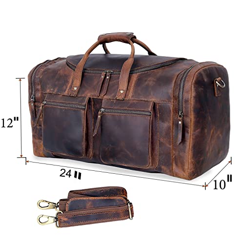 24 Inch USA-Made Vintage Cowhide Duffle