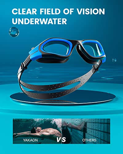 YAKAON G1 Swimming Goggles, Clear Wide View Swim Goggles Anti-Fog for Men Women Adult, B0-Non-Polarized-Tinted-ClearBlue - Image 2