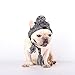 Haustier Pompom Strickmütze, FainFun Gestrickte Warm Winddicht Hundemütze, Winddichte Haustier Kopfbedeckung für Winter, Graue Gestrickte Hund Kappen, Flauschige Warme Hundehut mit Langem Zopf, S