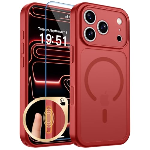 zapica Magnetic for iPhone 17 Pro Case, Bright Red