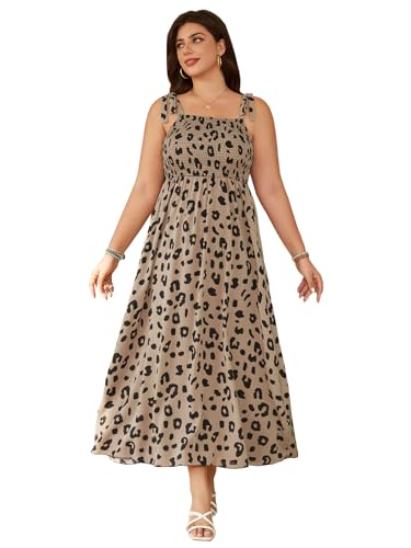 Image of Floerns Women's Floral Print Tie Strap Square Neck Ruffle Boho Maxi Dress