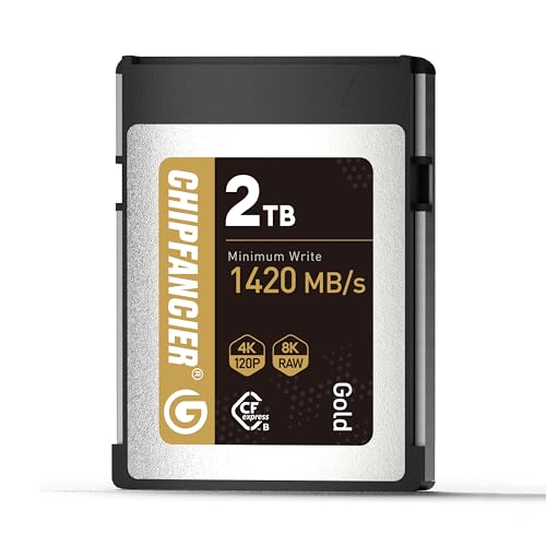 CFexpress 2.0 Type B 2 * 968GB Memory Card Up to 1750MB/s Read 1420MB/s Write-Raw 8K Video Recording Compatible with Nikon D5/D6/Z7/Z9 Panasonic Canon EOS DJ for Photographers Gold