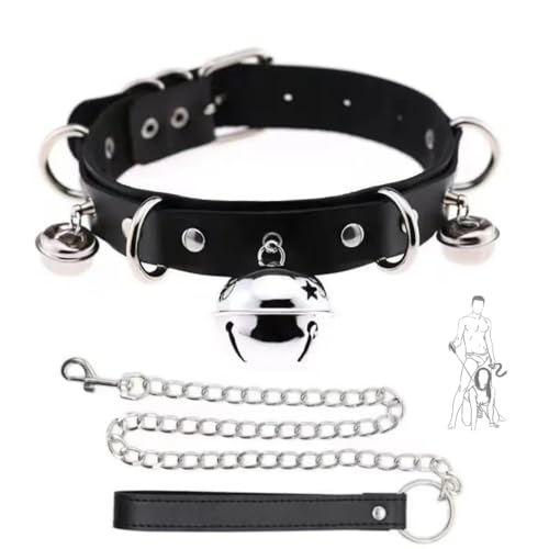 LaSaMee Collier De Rocaille Ajustable Cuir Multi Bell Collar-Q