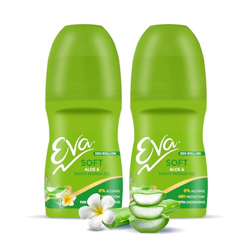 Image of Eva Soft Roll On Deo | No Alcohol No Aluminium| Chemical Free| For Soft & Smooth Underarms (Aloe vera & Tahiti Monoi Oil) | For Women (50ml. pack of 2)