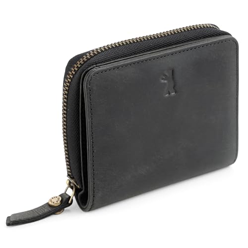 Image of BERLINER BAGS Soft Leather Small Wallet Women Sara, Gift Box - Dark Grey | Genuine Leather Bifold Zip Wallet, Fits Purses & Crossbody Bags, 8 Card Slots, Zipped Coin Pocket, RFID Blocking