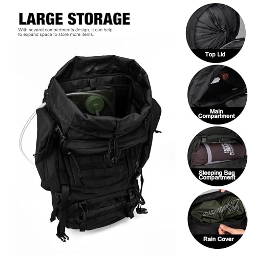 Image of Mardingtop 60L Military Internal Frame Backpack for Hiking,Camping,Hunting,Rucksack Backpack with Rain Cover