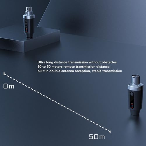 Wireless XLR Transmitter Receiver, 3 Pin UHF Mic Adapter System con Adaptador de Micrófono Inalámbrico para Micrófonos Dinámicos, Sistemas de Sonido, PA, Eventos, 7 Horas Recargable miniatura 5