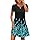Zeagoo Sommerkleid Damen Knielang Kurzarm Kleider Elegant Strandkleid Rundhals Tunika Kleid mit Taschen Schwarz L