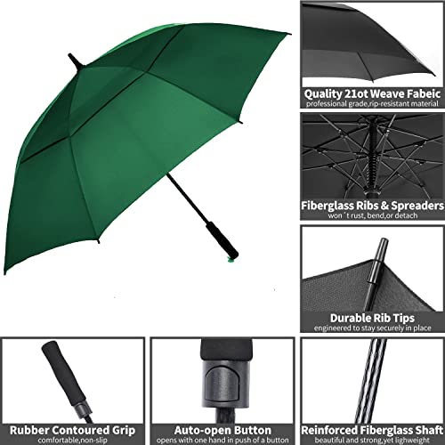 Image of MRTLLOA Automatic Open Golf Umbrella, 62 /68 Inch Extra-Large Oversized Double Canopy Vented Windproof Waterproof Stick Rain Golf Umbrellas for Men and Women