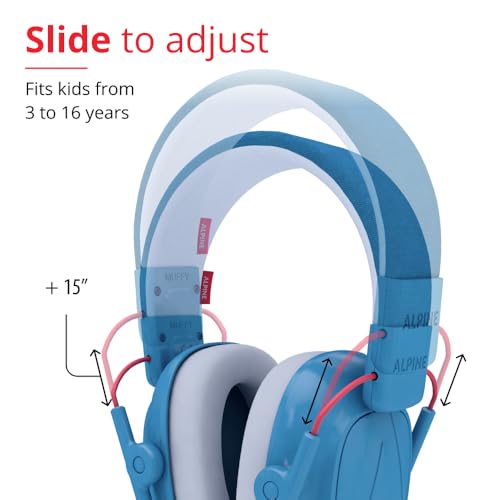 Alpine Muffy Kids - Hearing Protection - CE & ANSI Certified - Adjustable for Ages 3-16 years - Noise Cancelling Headphones - 22dB Sound Reduction Ideal for Protection and Concentration Aid - Blue - Image 5