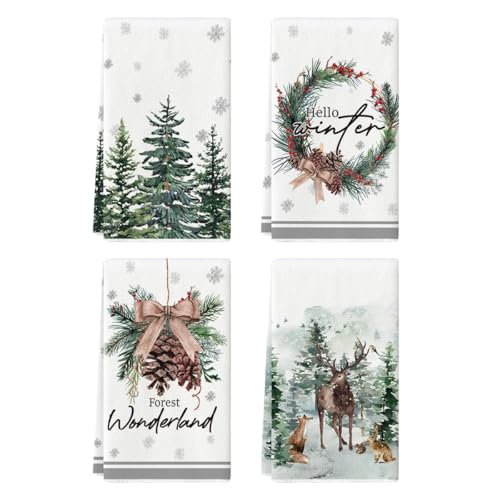 Mitteldecke Weihnachten Grün 30 Artoid Mode Kiefernzapfen Bäume Rentier Hello Winter Weihnachten...
