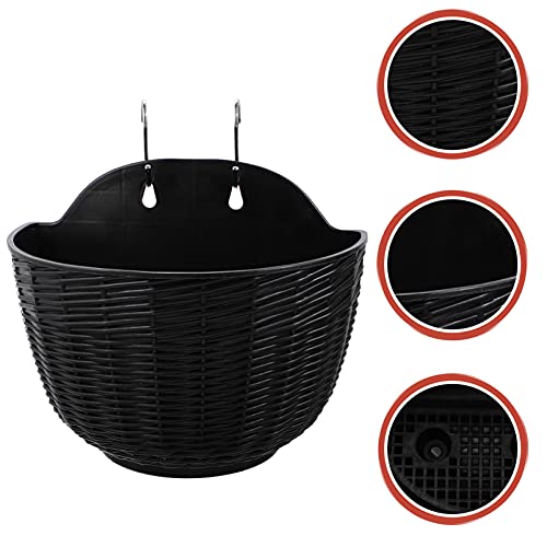 Ganazono Storage Basket Wall Planter Plastic With S Hooks Hanging Flower Plant Pot Wall Mounted Plants Container Flowers Pots Baskets For Home Garden Patio Indoors And Outdoors Black Hanging Planter #TOP4