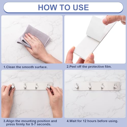Yunzt Key Holder with 4 Hooks,Adhesive Key Hanger Organizer for Wall Mount by Yunzt - Used condition - Image 5