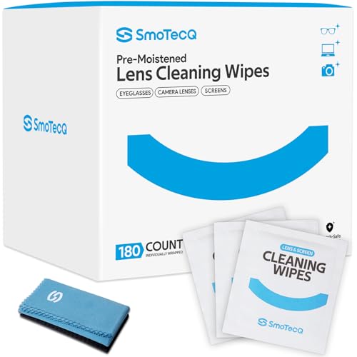 SmoTecQ Lens Wipes for Glasses, 180 Individually...