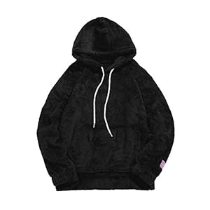 Zaful herentrui met capuchon, sherpa-fleece sweatshirts, fuzzy hip-hop, oversized trui met kangoeroezakken