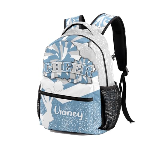 Personalized Light Gray Blue Cheer Cheerleader School Backpack for Kid-Boy/Girl Primary Daypack Travel Bookbag2