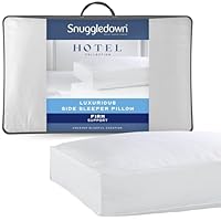 Snuggledown Hotel Side Sleeper Pillow - Firm Box Wall Support for Back & Side Sleepers | Breathable & Non-Allergenic 100% Cotton Cover, UK-Made & Washable (38 x 64cm)