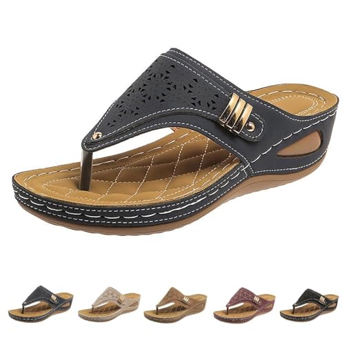 Summer Sandals for Women 2025,Orthopedic Sandals for Women Arch Support Walking Sandals,Flip Flops Platform Leather Beach Slides,Orthotic Sandals for Women with Arch Support Wide Width
