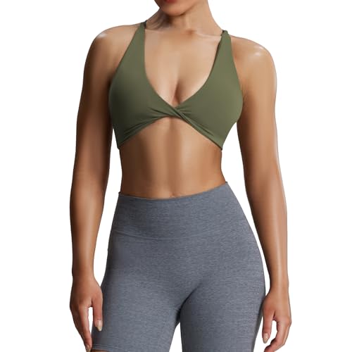 Image of Aoxjox Women's Workout Sports Bras Fitness Metamorph Sienna Twist Bra Yoga Crop Tank